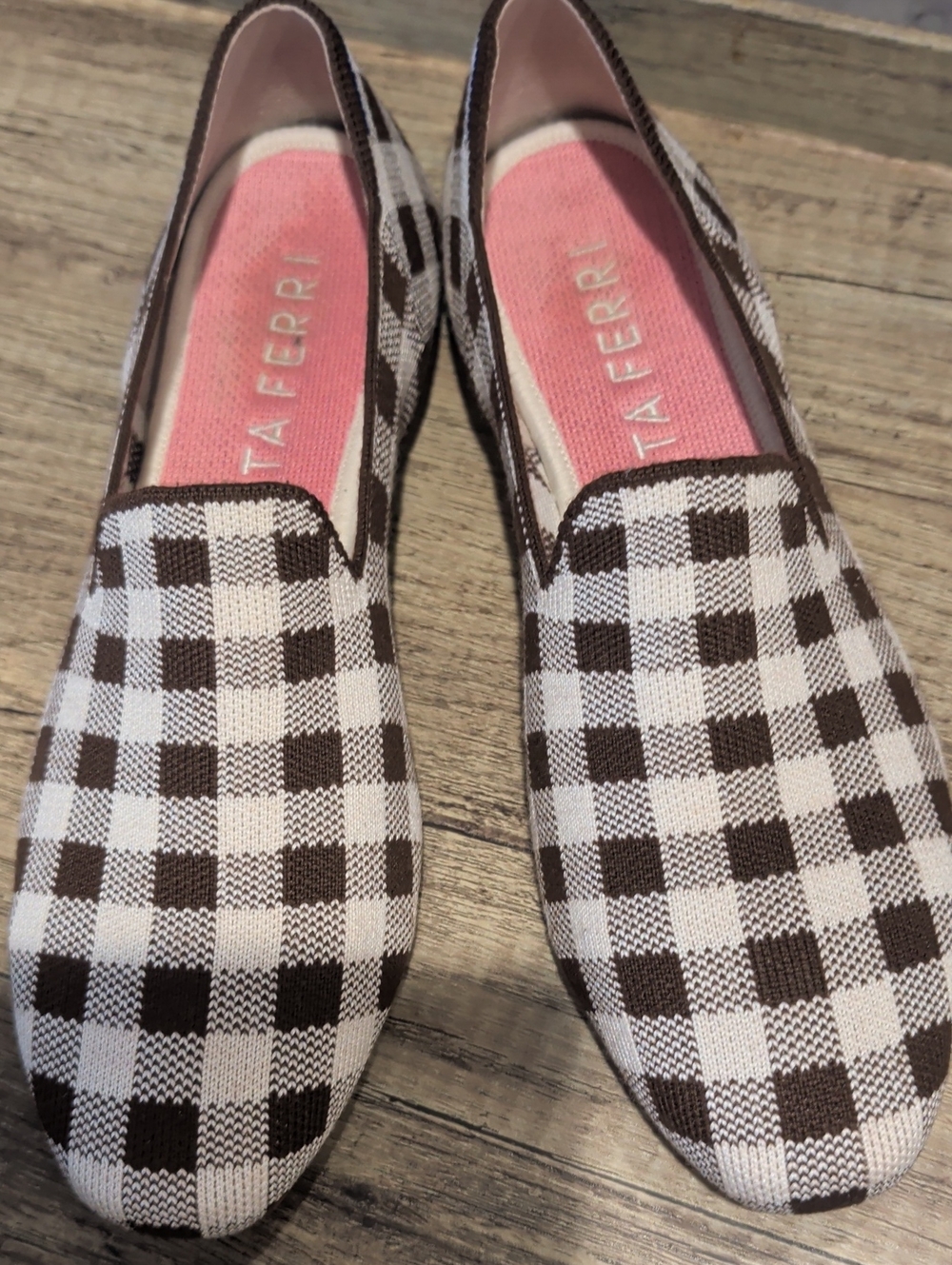 Marta FerriBrown & White Check Slip-On Loafer